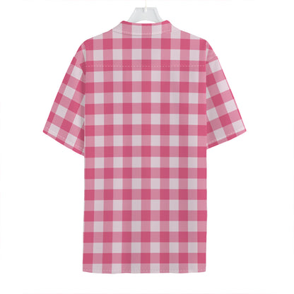Pink And White Buffalo Check Print Hawaiian Shirt