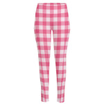 Pink And White Buffalo Check Print High-Waisted Pocket Leggings
