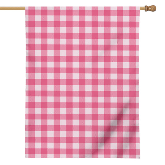 Pink And White Buffalo Check Print House Flag