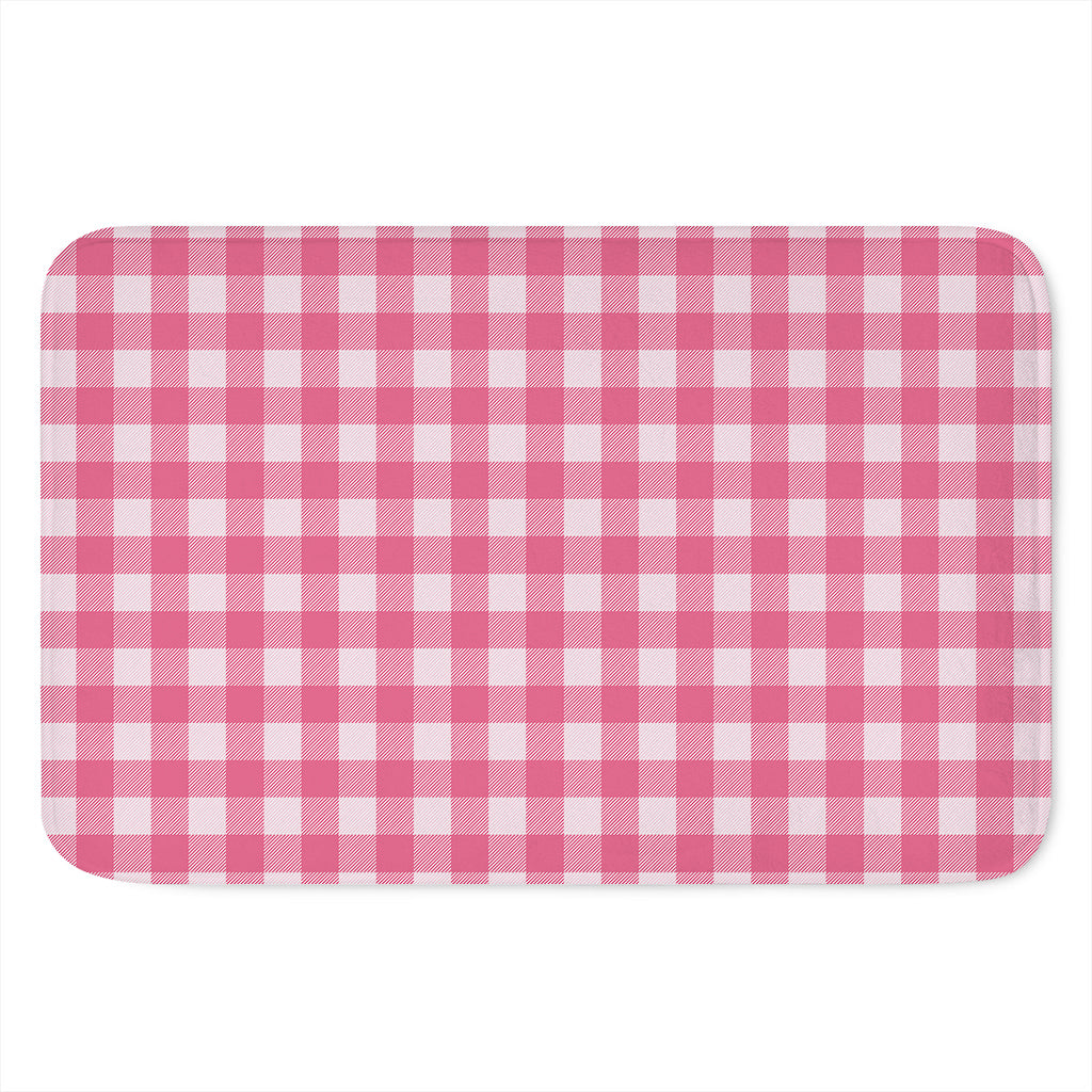 Pink And White Buffalo Check Print Indoor Door Mat