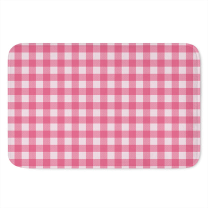 Pink And White Buffalo Check Print Indoor Door Mat