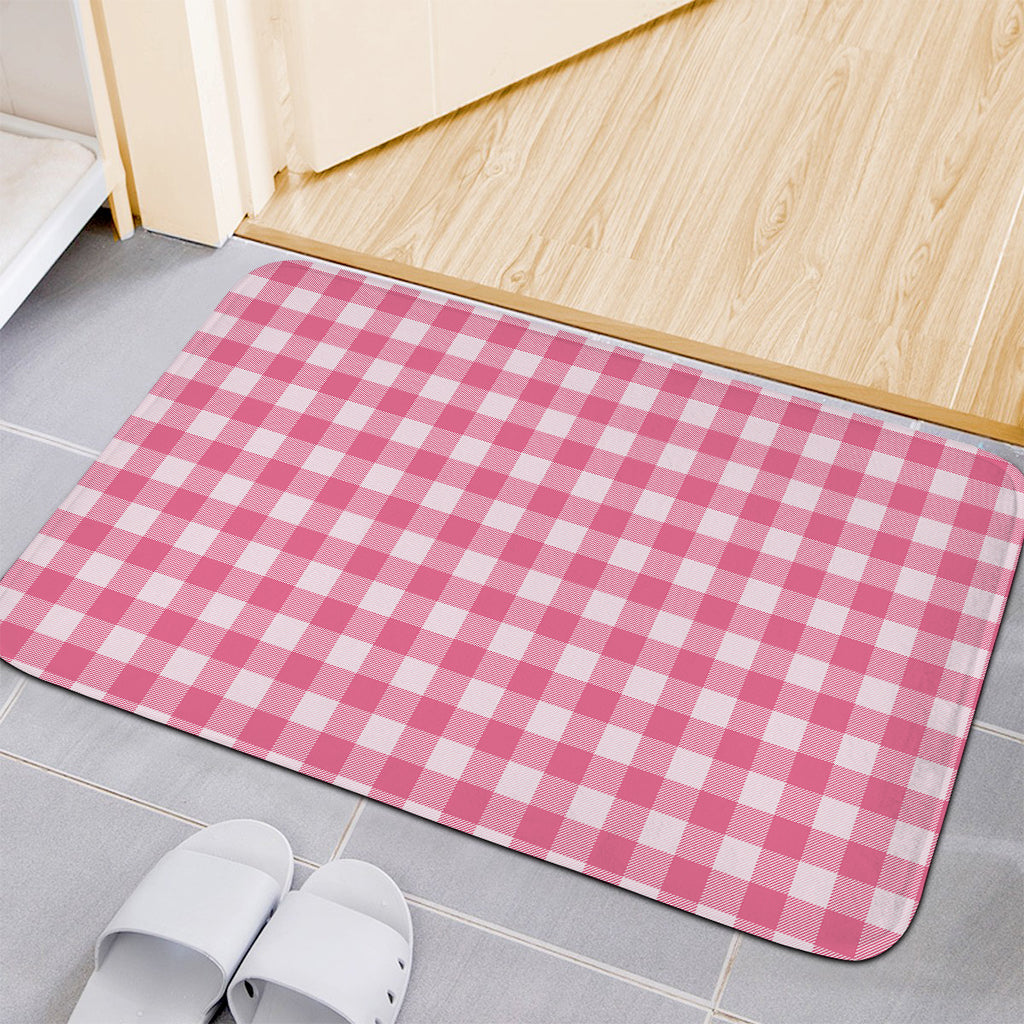 Pink And White Buffalo Check Print Indoor Door Mat