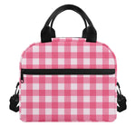 Pink And White Buffalo Check Print Insulated Lunch Bag