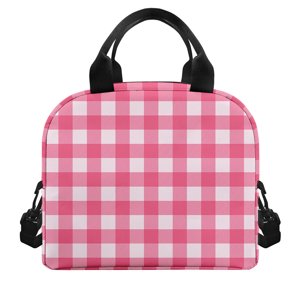 Pink And White Buffalo Check Print Insulated Lunch Bag