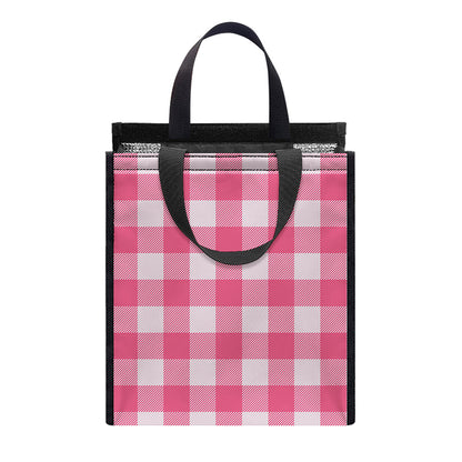 Pink And White Buffalo Check Print Insulated Lunch Tote