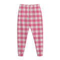 Pink And White Buffalo Check Print Jogger Pants