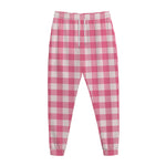 Pink And White Buffalo Check Print Jogger Pants