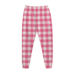 Pink And White Buffalo Check Print Jogger Pants