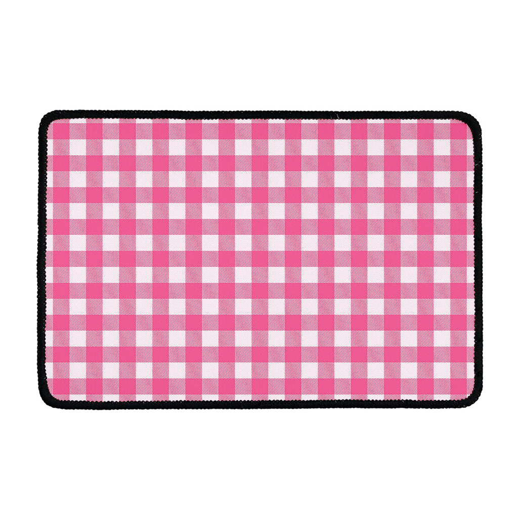 Pink And White Buffalo Check Print Kitchen Mat