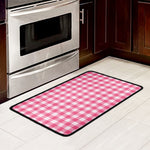 Pink And White Buffalo Check Print Kitchen Mat