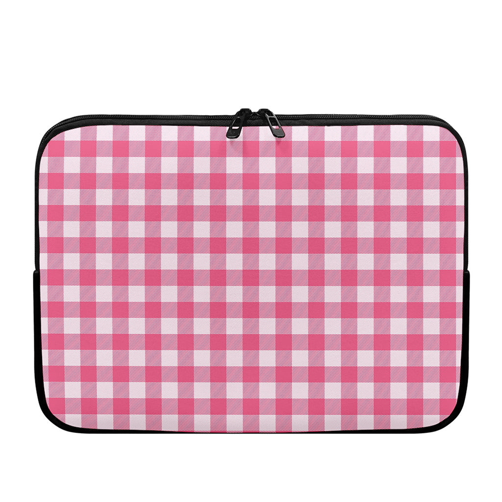 Pink And White Buffalo Check Print Laptop Sleeve