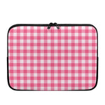 Pink And White Buffalo Check Print Laptop Sleeve