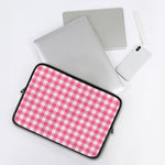 Pink And White Buffalo Check Print Laptop Sleeve