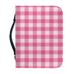 Pink And White Buffalo Check Print Leather Bible Cover