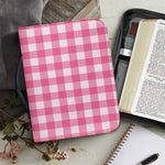 Pink And White Buffalo Check Print Leather Bible Cover