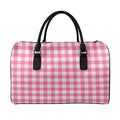 Pink And White Buffalo Check Print Leather Duffel Bag