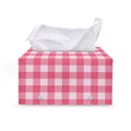 Pink And White Buffalo Check Print Leather Tissue Box Cover