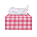 Pink And White Buffalo Check Print Leather Tissue Box Cover