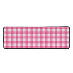 Pink And White Buffalo Check Print Long Kitchen Mat