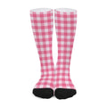 Pink And White Buffalo Check Print Long Socks