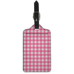 Pink And White Buffalo Check Print Luggage Tag
