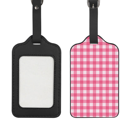 Pink And White Buffalo Check Print Luggage Tag
