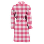 Pink And White Buffalo Check Print Men's Bathrobe