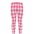 Pink And White Buffalo Check Print Men's Leggings