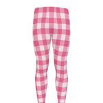 Pink And White Buffalo Check Print Men's leggings
