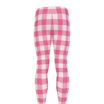 Pink And White Buffalo Check Print Men's leggings