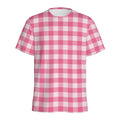 Pink And White Buffalo Check Print Men's Athletic T-Shirt