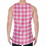 Pink And White Buffalo Check Print Men's Velvet Tank Top
