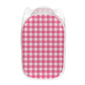 Pink And White Buffalo Check Print Mesh Laundry Hamper