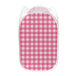 Pink And White Buffalo Check Print Mesh Laundry Hamper