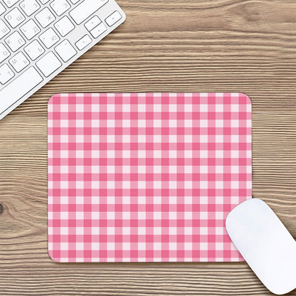 Pink And White Buffalo Check Print Mouse Pad