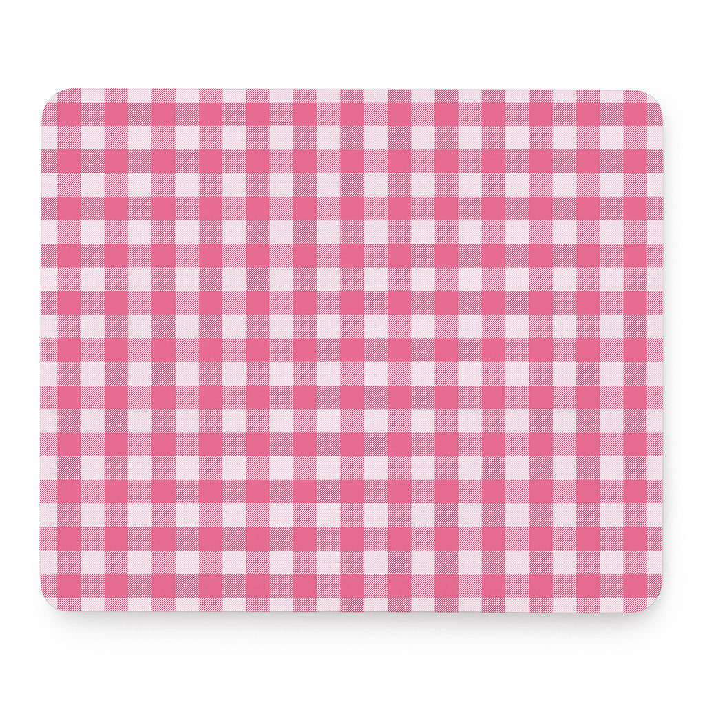 Pink And White Buffalo Check Print Mouse Pad