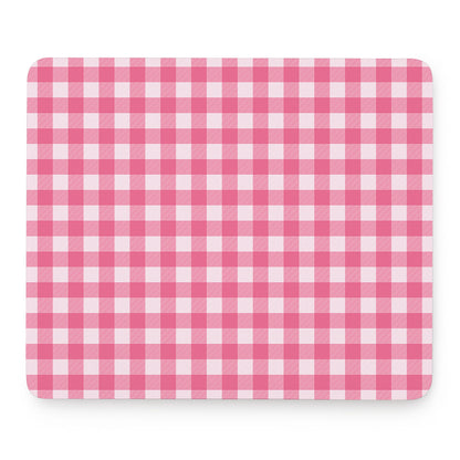 Pink And White Buffalo Check Print Mouse Pad