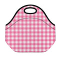 Pink And White Buffalo Check Print Neoprene Lunch Bag