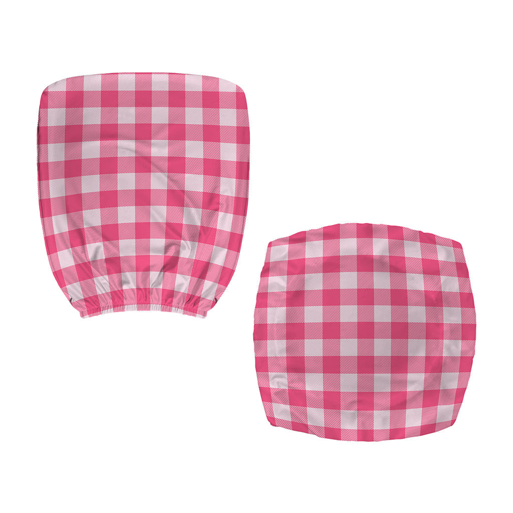 Pink And White Buffalo Check Print Office Chair Cover