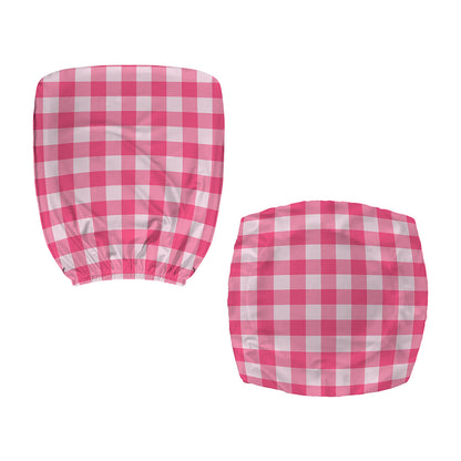 Pink And White Buffalo Check Print Office Chair Cover