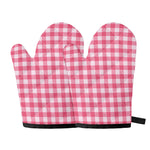 Pink And White Buffalo Check Print Oven Mitts