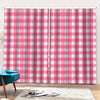 Pink And White Buffalo Check Print Pencil Pleat Curtains