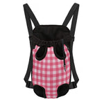 Pink And White Buffalo Check Print Pet Carrier Backpack