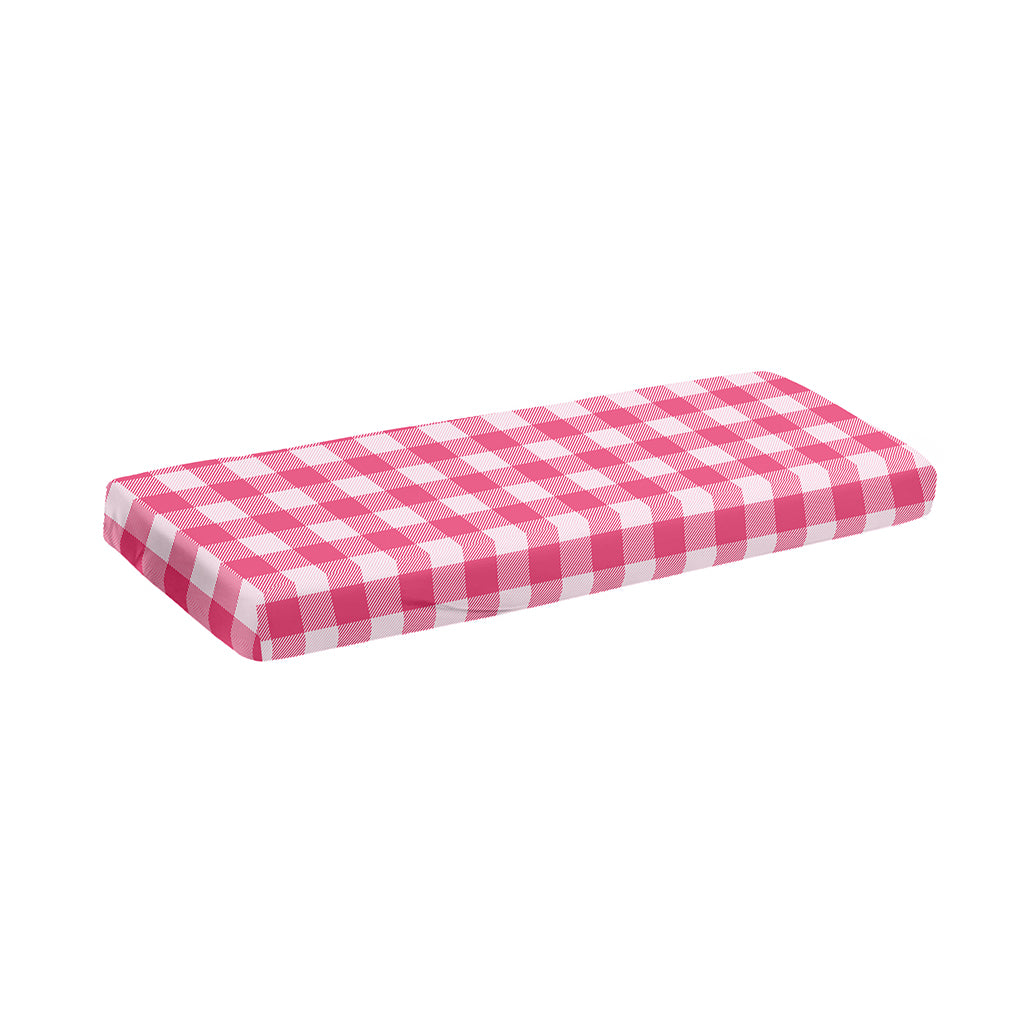 Pink And White Buffalo Check Print Piano Keyboard Cover