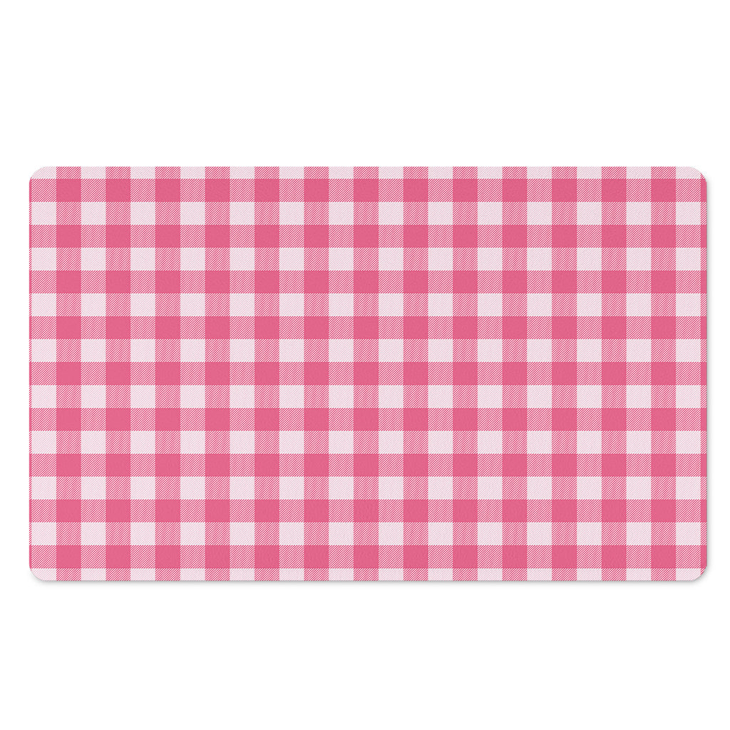 Pink And White Buffalo Check Print Polyester Doormat