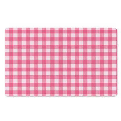 Pink And White Buffalo Check Print Polyester Doormat