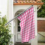 Pink And White Buffalo Check Print Polyester Flag