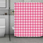 Pink And White Buffalo Check Print Polyester Shower Curtain