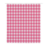 Pink And White Buffalo Check Print Polyester Shower Curtain