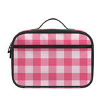Pink And White Buffalo Check Print Portable Lunch Bag